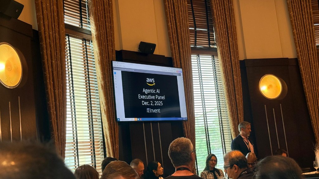 AWS Agentic AI Executive Panel title slide at AWS re:Invent 2025, dated 2 December 2025.