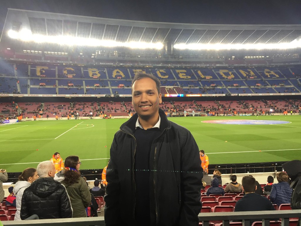 Camp Nou at night before the match